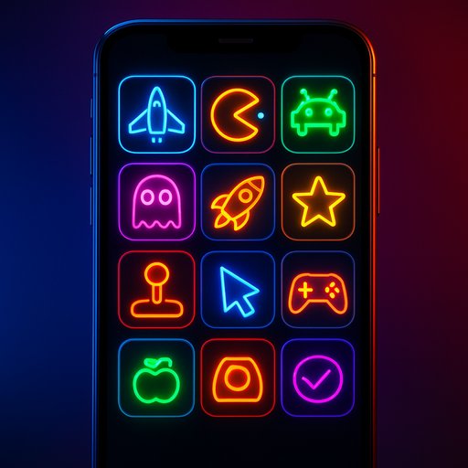 A vibrant mobile screen showing a grid of arcade icons with neon glow, illustrating the mobile gaming library of the D666 arcade app for Pakistan. The shot captures a lively, inviting atmosphere for Karachi and Lahore players.